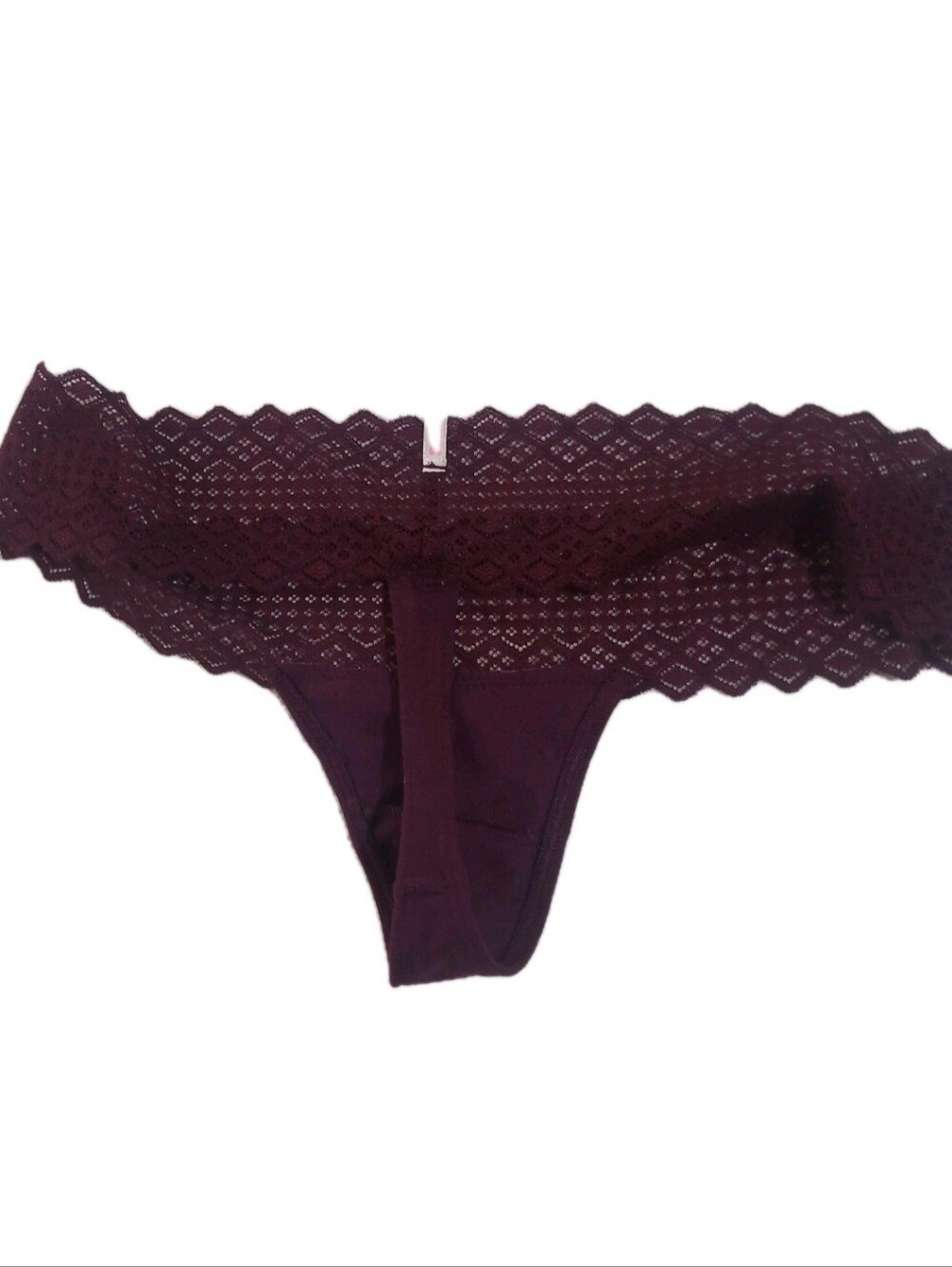 PINK Victoria's Secret Lace-Trim Thong - Wine